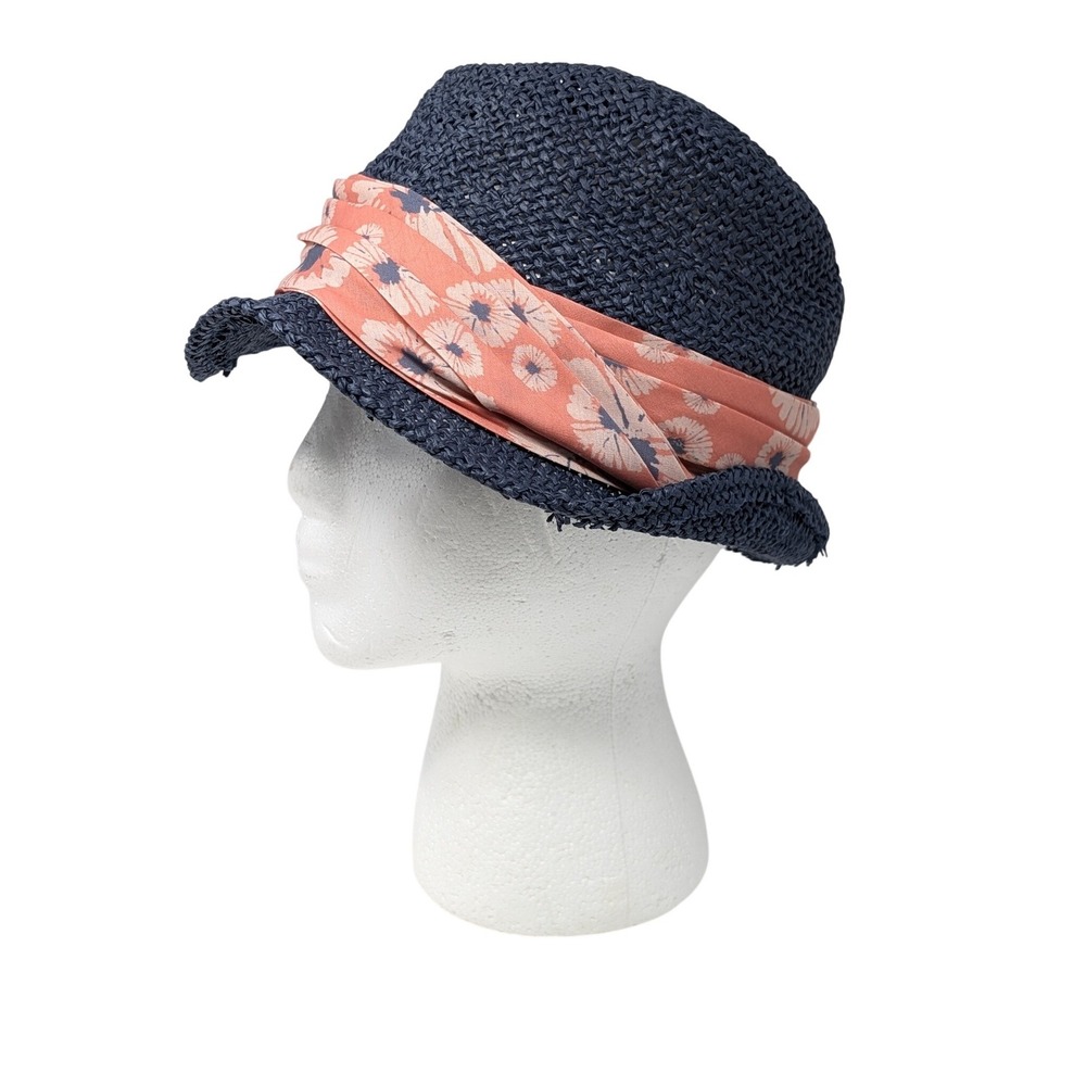 Life is Good Paper Straw Fedora Hat Floral Scarf Band Sun Hat Summer Coastal